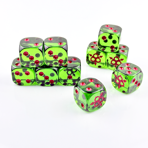 Ensemble de dés personnalisés en résine verte transparente avec symboles de Chaos, 16 mm, 6 faces, pour <span class=keywords><strong>Warhammer</strong></span> 40k, <span class=keywords><strong>jeux</strong></span> de rôle de table - Product Image 2