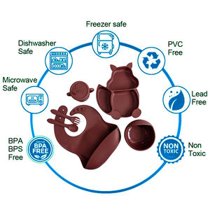 Juego de alimentación para bebés, <span class=keywords><strong>cubiertos</strong></span> para niños, cuenco de succión de silicona, babero, plato, vajilla para bebé sin BPA, estilo de dibujos animados, <span class=keywords><strong>6</strong></span>-36 <span class=keywords><strong>meses</strong></span>, <span class=keywords><strong>6</strong></span> uds. - Product Image 3