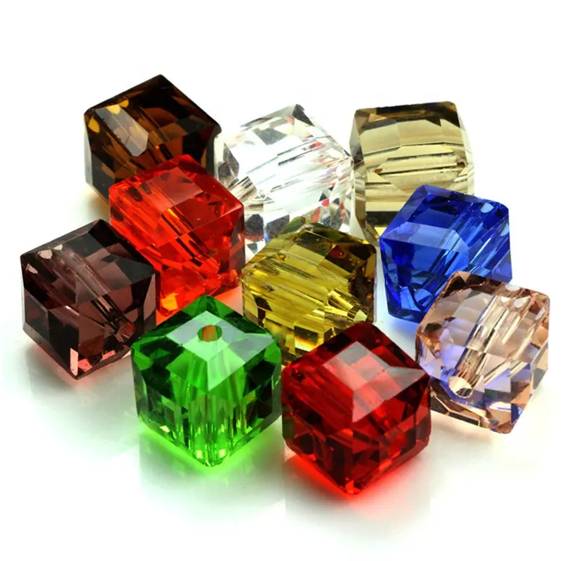 Yiwu vidro quadrado contas de cristal para pulseira colar
