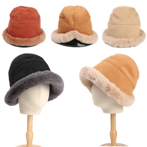 Chapeau bob chaud en fausse fourrure pour femme, hiver, extérieur, velours côtelé, couleur unie, réversible, style pêcheur - Product Image 1