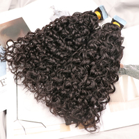Extensions de cheveux bouclés premium à bandes adhésives, cheveux humains vierges russes, doux et soyeux, pour un luxe discret et un style discret, prêts à l'emploi.