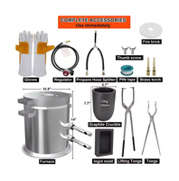Grand kit de four de fusion au propane de 12kg avec deux pinces à creuset, four de fusion de métaux entièrement en acier inoxydable
