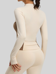Color Matching Slim Slimming Yoga <b>Jacket</b> Women's <b>Running</b> Sports Fitness Four-Way Stretch Color Blocking <b>Lightweight</b> Workout - Product Image 4