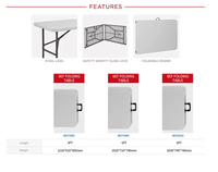 Mesa Plegable de Metal de Fabricante, Mesa de Comedor Moderna Tipo Maletín