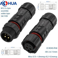 Câble d'extension 5A Mini M12 mâle-femelle, assemblage de fils, connecteur électrique étanche IP68 pour signal et alimentation, 2, 3, 4, 5, 6, 7, 8 broches