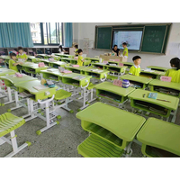 Ensemble de chaise et de bureau d'écolier Norler réglables en hauteur, en MDF écologique, avec tube en acier de 50 mm, pour les classes de primaire, de collège et de lycée