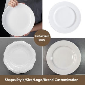 Wholesale Custom Logo Charger Plates Hotel Restaurant Dinnerware Round <b>White</b> Porcelain Dishes Ceramic <b>Dinner</b> Plate <b>Set</b> - Product Image 4