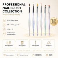 Nouveau design – Kit de 6 pinceaux irisés Aurora pour nail art, idéal pour la peinture au gel, le liner et la sculpture – Fournitures de manucure pour la maison et le salon