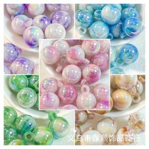 ลูกปัดกลมสีครีมสองสีเหลือบรุ้ง ขนาด 16 มม. พร้อมรูแขวนสำหรับทำเครื่องประดับ DIY อุปกรณ์เสริมทำจากพลาสติกเรซิ่น - Product Image 1