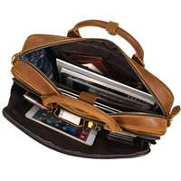 Grand sac d'affaires vintage en cuir pleine fleur pour ordinateur portable sac de mallette en cuir véritable de cheval fou sacs pour hommes