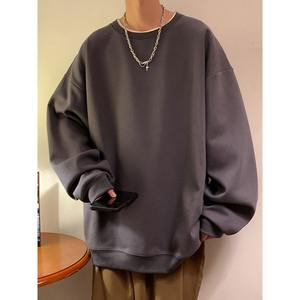 Sudadera de Hombre de Lana Gruesa, Moderna, para Primavera y Otoño, sin Capucha, Cálida, Holgada, Cuello Redondo, Gruesa, de Color Sólido, Manga Larga - Product Image 4