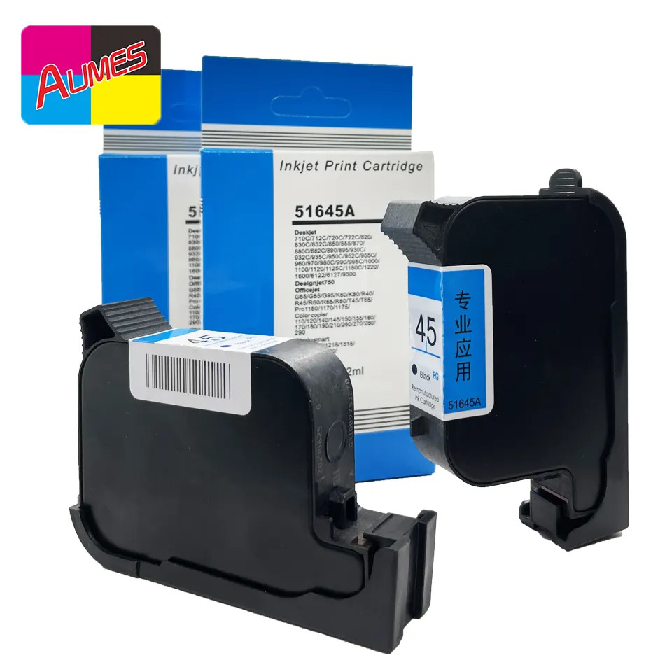 HP 51645A 45 45si 45ai 45a Reman siyah mürekkep kartuşu için uyumlu HP45 için HP Deskjet 710c 830c yazıcı mürekkep kartuşu