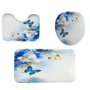 Toptan kelebek serisi Mat duş perde seti 4-Piece Polyester Vintage tasarım çin yapımı karikatür tarzı - Product Image 2