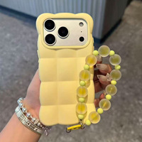 Coque de téléphone INS style coréen Macaron 3D Cloud Puffer en TPU pour iPhone 18 17 16 15 Pro Max avec cordon perlé antichoc