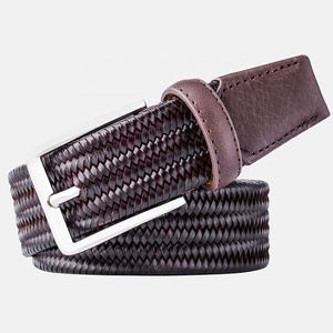 Cinturón trenzado para <span class=keywords><strong>hombre</strong></span>, <span class=keywords><strong>correa</strong></span> de cuero elástico para vaqueros con hebilla de una sola punta - Product Image 1
