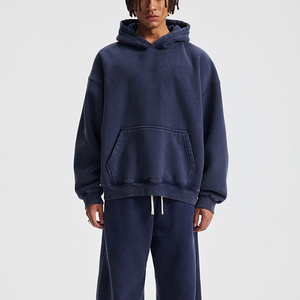 Sweat à capuche surdimensionné personnalisé en coton 450 g/m², streetwear lourd, impression en relief, coupe unisexe pour hommes - Product Image 3