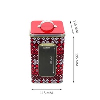 Boîte carrée personnalisée en métal pour emballage de thé à biscuits avec couvercle à poignée et bouton