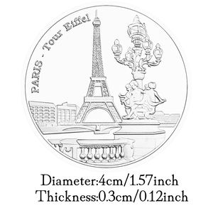 Moneta Commemorativa Placcata Argento della Torre <span class=keywords><strong>Eiffel</strong></span> di <span class=keywords><strong>Parigi</strong></span>, Collezione di Edifici Famosi, Moneta d'Arte da Collezione - Product Image 3