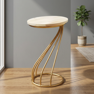 Table basse moderne décorative minimaliste avec plateau en marbre et structure en métal, pieds courbes, pour le salon - Product Image 1