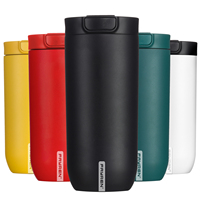 Gobelet de voyage isotherme personnalisé en acier inoxydable léger de 450 ml à double paroi avec couvercle et paille pour utilisation en voiture