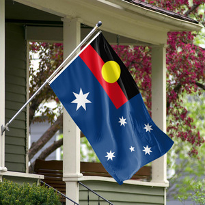 Bandiera Nazionale Australiana Aborigena 3x5 Ft per Esterni, Colori Vivaci, Resistente allo Sbiadimento, in Poliestere con Occhielli in Ottone - Product Image 4