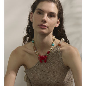 JINYOU 3405 cuentas de verano declaración encanto joyería nuevo hecho a mano estilo océano Concha Natural resina piedra cangrejo rojo colgante collar - Product Image 4