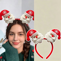 Serre-tête de Noël pour femme en tissu pelucheux scintillant, orné de strass en verre faits à la main, avec motif bois de cerf, flocon de neige et grand nœud, idéal pour les fêtes