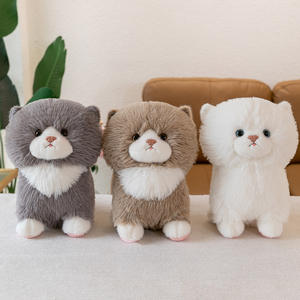 Venta al por mayor <span class=keywords><strong>gato</strong></span> de dibujos animados lindo cara redonda Animal de peluche gris muñeca realista rayas Tabby ojos grandes <span class=keywords><strong>gato</strong></span> muñeca - Product Image 3