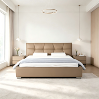 WINMAX Lit Moderne de Luxe en Cuir Véritable avec Cadre en Fer, Confortable, Taille King Queen, Modulaire pour Maison et Hôtel 2519