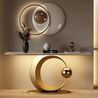 Yishangsen Nouvelle Conception Table Console de Luxe en Marbre et Acier Inoxydable pour Entrée de Villa et Grand Appartement