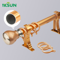 IKSUN Ensemble de tringles à rideaux dorées de haute qualité pour décoration de cabine d'essayage moderne, avec œillets pour fenêtre, en alliage d'aluminium métallique de 28 mm