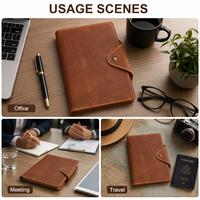 Porte-documents en cuir PU véritable avec logo personnalisé, bloc-notes, emplacements pour cartes, porte-stylo, fermeture à pression, 100 feuilles, pour les affaires