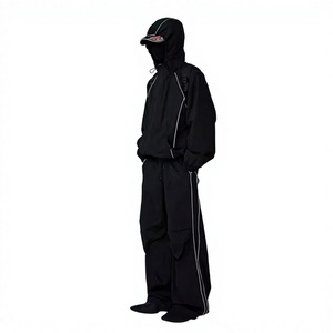 Customized <b>Mens</b> Oversized Nylon Tracksuit <b>Reflective</b> Windproof Jogging <b>Jacket</b> and Sweatpants 2 Piece Windbreaker Tracksuit Sets - Product Image 1