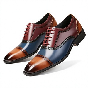 Baifa Danzo Men's Color Block Lace Up Oxford <b>Dress</b> Shoes Pointed Toe Formal Business <b>Wedding</b> Party Footwear Low MOQ OEM ODM DDP - Product Image 3