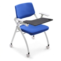 Chaise de formation ergonomique mobile avec tablette d'écriture rabattable, siège rembourré moderne certifié BIFMA pour l'école, la salle de classe et les conférences
