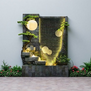 Mur <span class=keywords><strong>de</strong></span> cascade en résine, écran d'entrée à eau courante, rocaille, fontaine, aménagement paysager <span class=keywords><strong>de</strong></span> <span class=keywords><strong>jardin</strong></span> extérieur, <span class=keywords><strong>bassin</strong></span> à poissons - Product Image 4