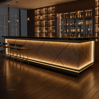 Comptoir de bar incurvé en marbre LED de luxe moderne pour les discothèques, les hôtels, les centres commerciaux et les hôpitaux