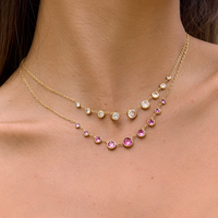 Collier classique de mariage pour femmes J&D Jewelry, plaqué or 18 carats, acier inoxydable, zircone cubique rose ronde