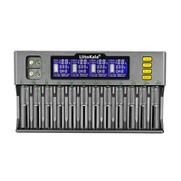 Chargeur de batterie Lii-S12 avec prise UK, écran LCD 12V, 12 emplacements pour piles NiMH/Cd 3.2V 3.7V 18650 26650 26700 AA AAA