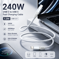 Câble de charge USB-C PD 240W 1,2M, charge rapide 5A, USB 2.0, tressé en nylon, cordon de données Type C, OEM ODM, petites commandes acceptées