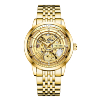 Montre mécanique automatique pour homme avec boîtier en alliage de 44 mm, cadran squelette, bracelet en acier, montres mécaniques pour homme TEVISE 874J