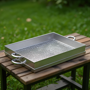Griglia per frittura rettangolare in acciaio inox con manici per scolare gli alimenti - Product Image 3