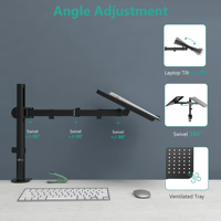 Nouveau support de bureau ergonomique pour deux moniteurs, portable, pliable, réglable, rotation à 360°, support de bureau à domicile, en fer recouvert de plastique