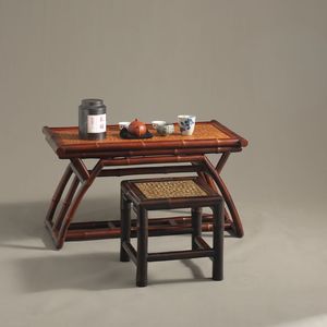 Mesa de Té de Bambú Plegable, Color Bambú Rojo, Estilo Ming, Mesa de Café, Accesorios para la Ceremonia del Té - Product Image 2