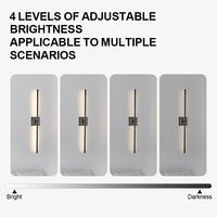 Applique murale LED linéaire à tube long, base carrée, or, noir, argent, 6000 mAh, pour chambre à coucher, chevet, salon, couloir