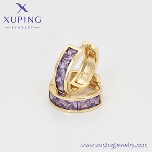 X001110825 <span class=keywords><strong>XUPING</strong></span> Pendientes al por Mayor, Bañados en Oro de 14K, con Circonitas Púrpuras, Tipo Huggie, Elegantes y Delicados, Joyería de Moda para Mujer - Product Image 4