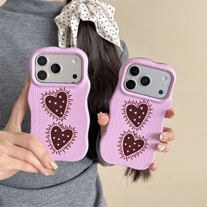 Coque de téléphone portable Ripples Pink Love pour iPhone 17 16 15 Pro Max, motif vague, PC TPU, jolie sublimation IMD, protection antichoc, coque arrière en lin - Product Image 2