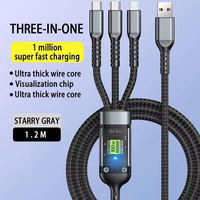 Câble USB Type-C 3-en-1 Super Rapide 100W avec Blindage Tressé et Gaine en PVC pour Téléphones Android