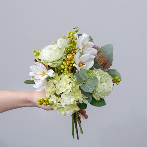 CallaFloral Fleurs Artificielles Bouquet d'Hortensias et de Roses en Tissu Plastique Tressé Décoration Maison Mariage CF01410 - Product Image 2
