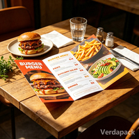 Menu de restaurant personnalisé en papier tri-plié en couleur, impression offset, logo personnalisé pour la restauration rapide, les restaurants de hamburgers, les cafés, les bistrots